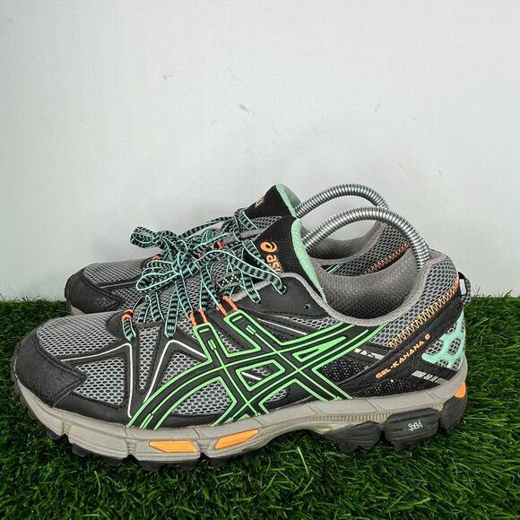ASICS GEL-Kahana 8 T6L5N Women's Black/Ice Green/Hot Orange Trail Running Sz 9 - Picture 1 of 8